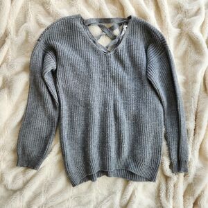 Size large gray sweater with back braid cloud chaser